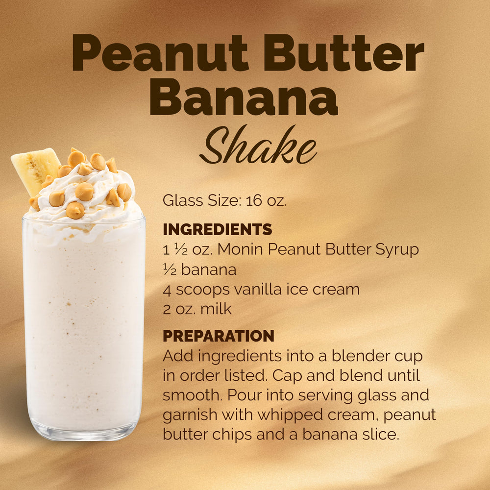 Glass with Monin Peanut Butter Syrup enhancing a beverage