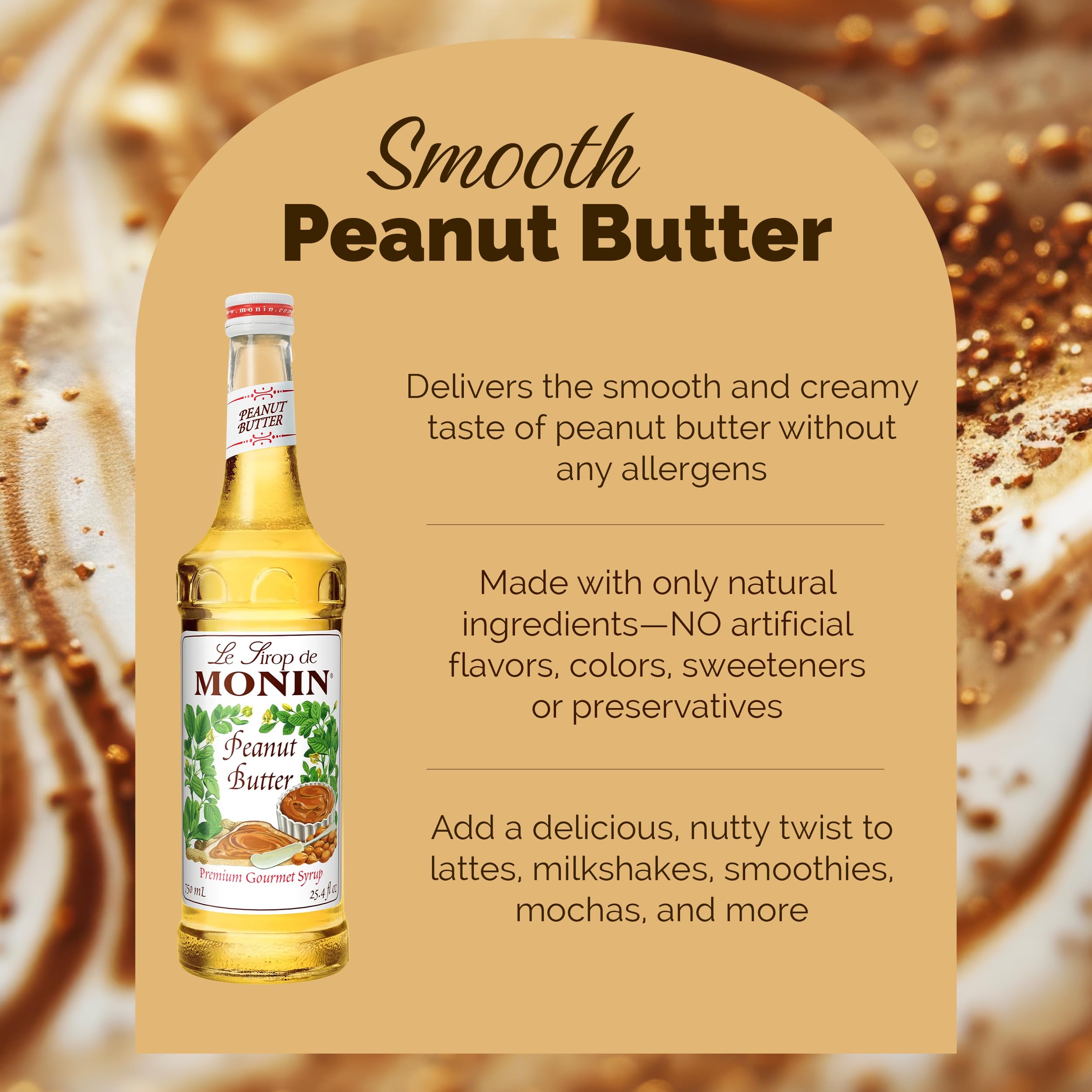 Shakes and smoothies blended with Monin Peanut Butter Syrup