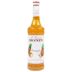 Monin Pineapple Syrup bottle front view for tropical flavor at home