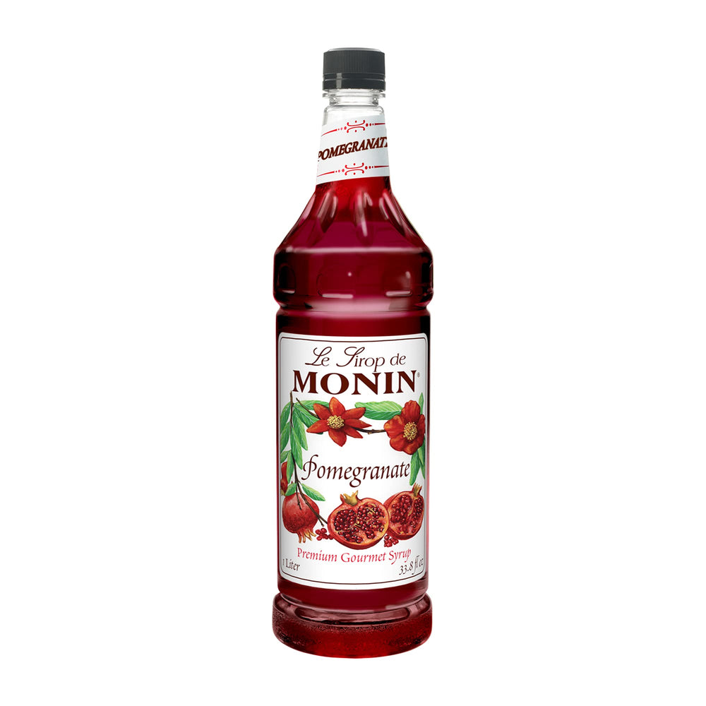 Monin Pomegranate Syrup bottle pour enhances cocktails with tart-sweet depth