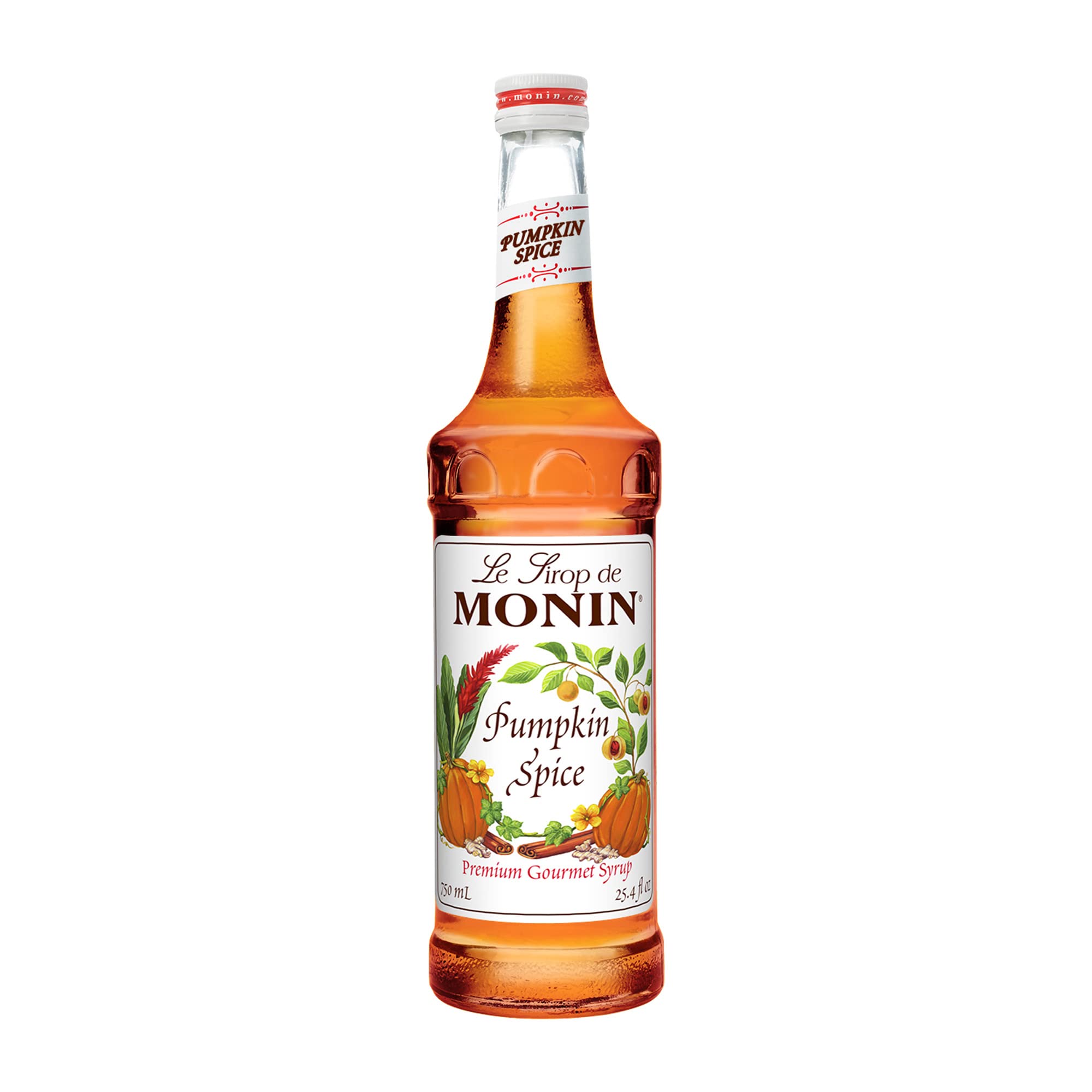 Monin Pumpkin Spice Syrup bottle pour for cozy lattes