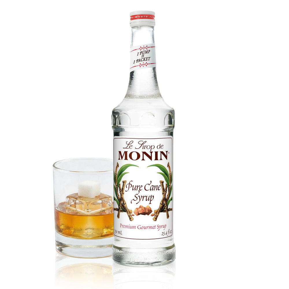 Monin Pure Cane Syrup bottle front showing pure sweetness for beverages
