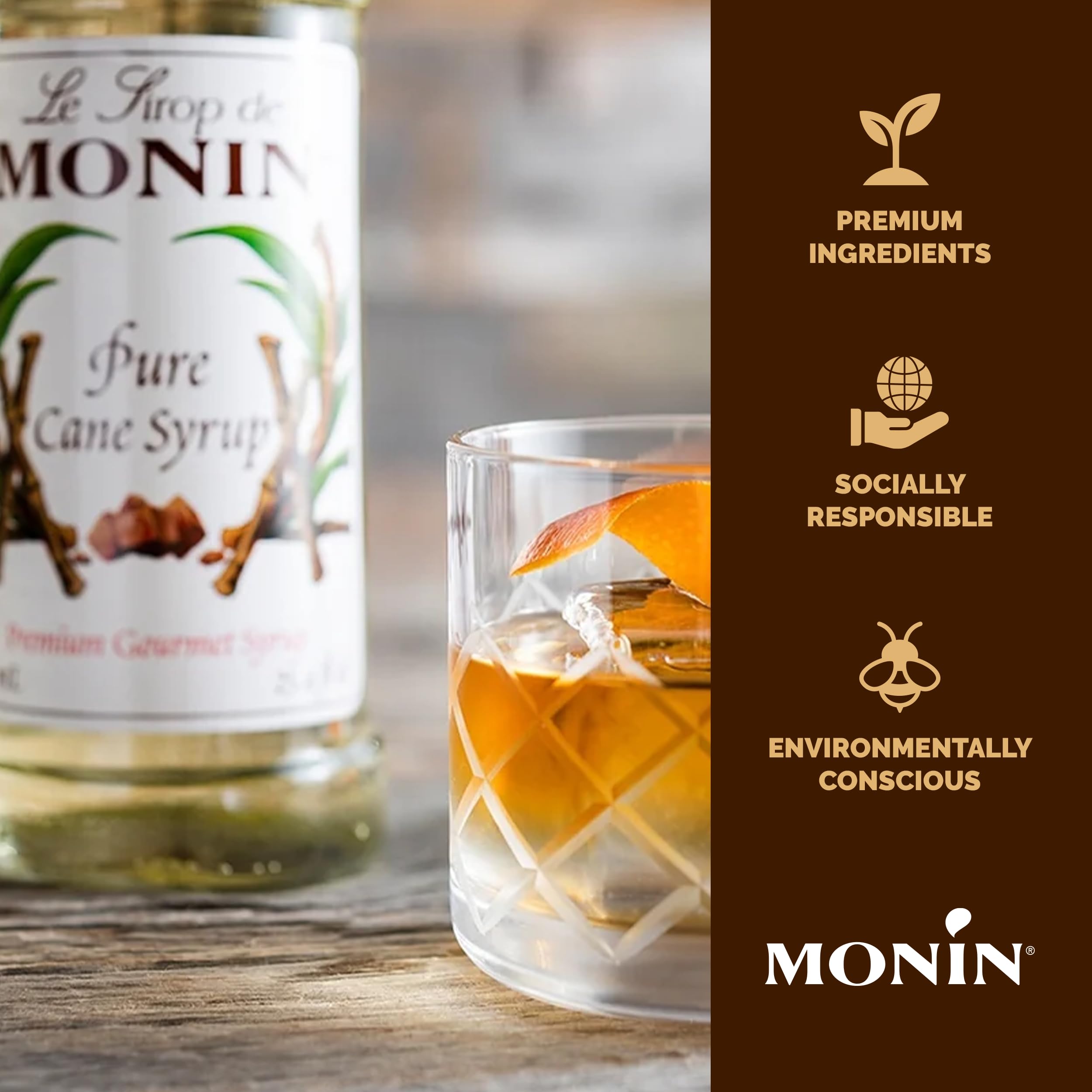 Monin Pure Cane Syrup adds balanced sweetness to tea with no artificial ingredients