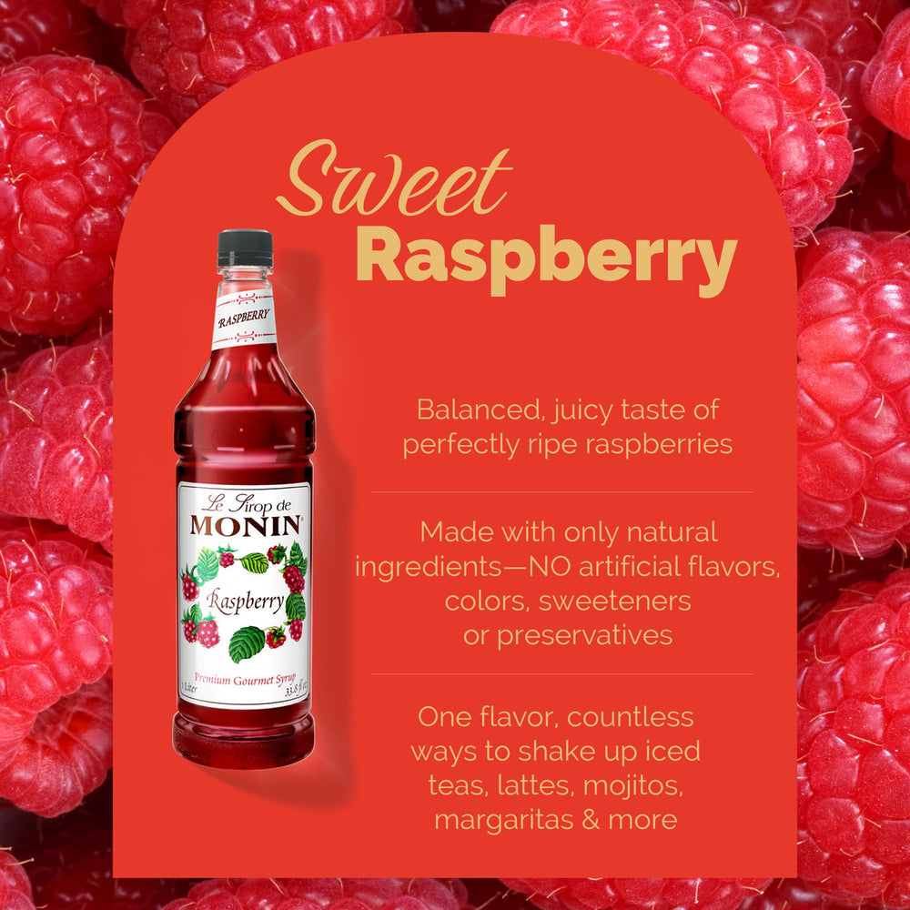 Monin Raspberry Syrup in a glass elevating a cocktail presentation.