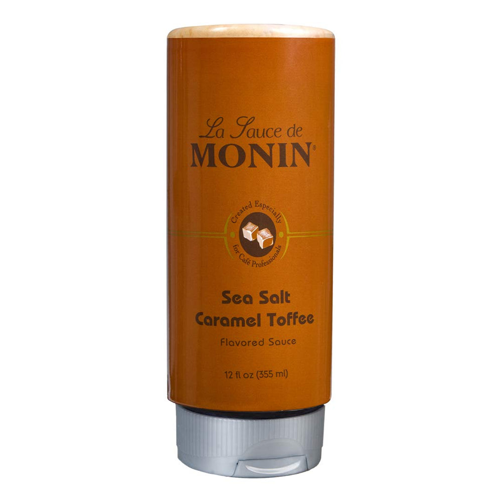 Monin Sea Salt Caramel Toffee bottle showcasing creamy caramel notes for coffee and desserts