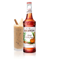 Monin Spiced Brown Sugar Syrup bottle for versatile drinks and desserts.