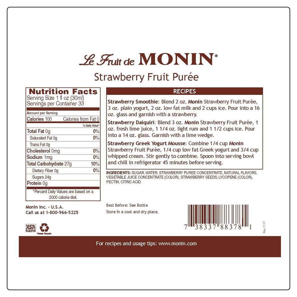 Monin Puree being poured into a glass for a refreshing drink.