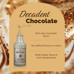 Drizzle of Monin Sugar Free Dark Chocolate Sauce over desserts for rich depth