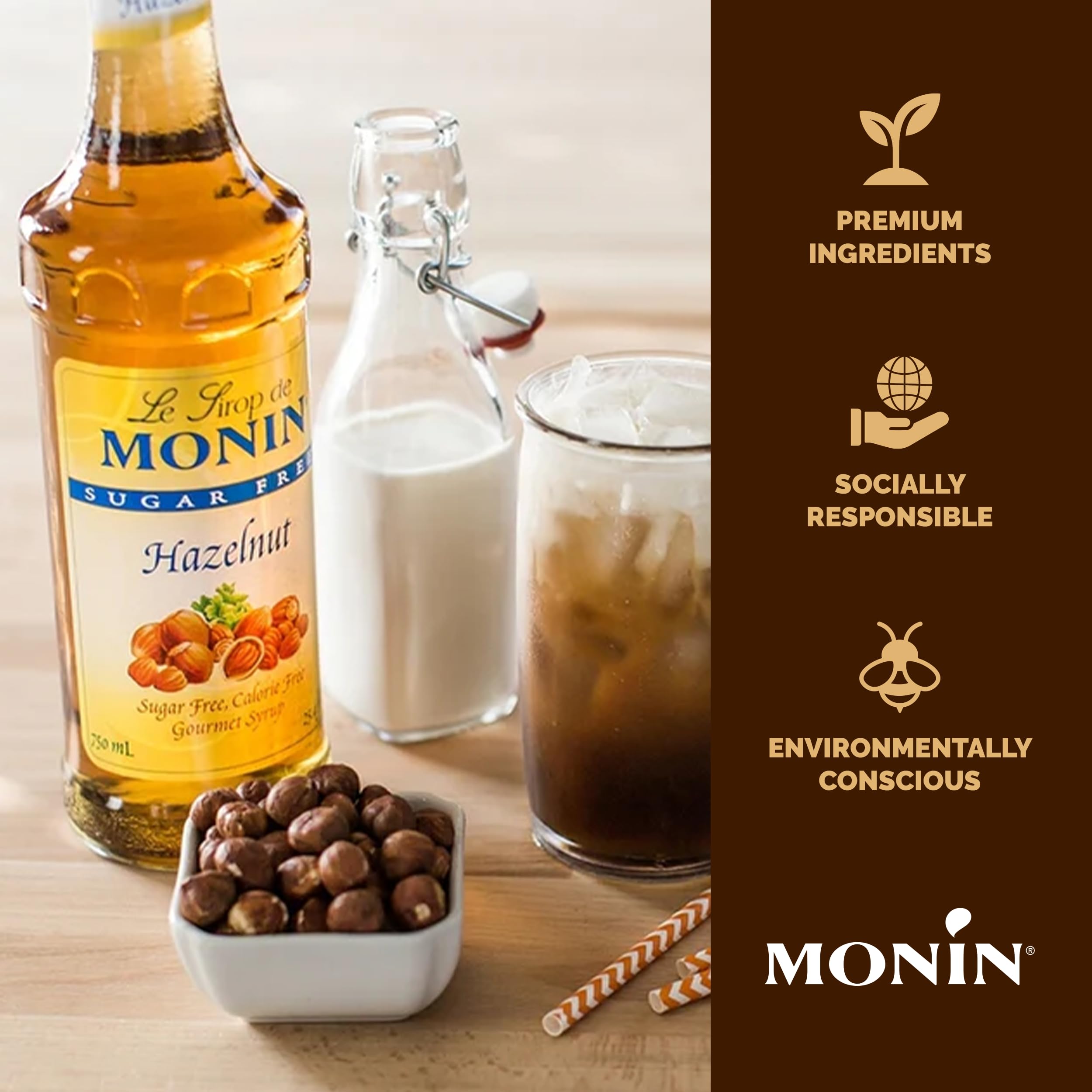 Monin Sugar Free Hazelnut Syrup elevating cocktails with roasted hazelnut aroma