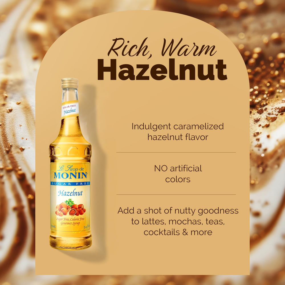 Monin Hazelnut Syrup in a latte with nutty caramel notes