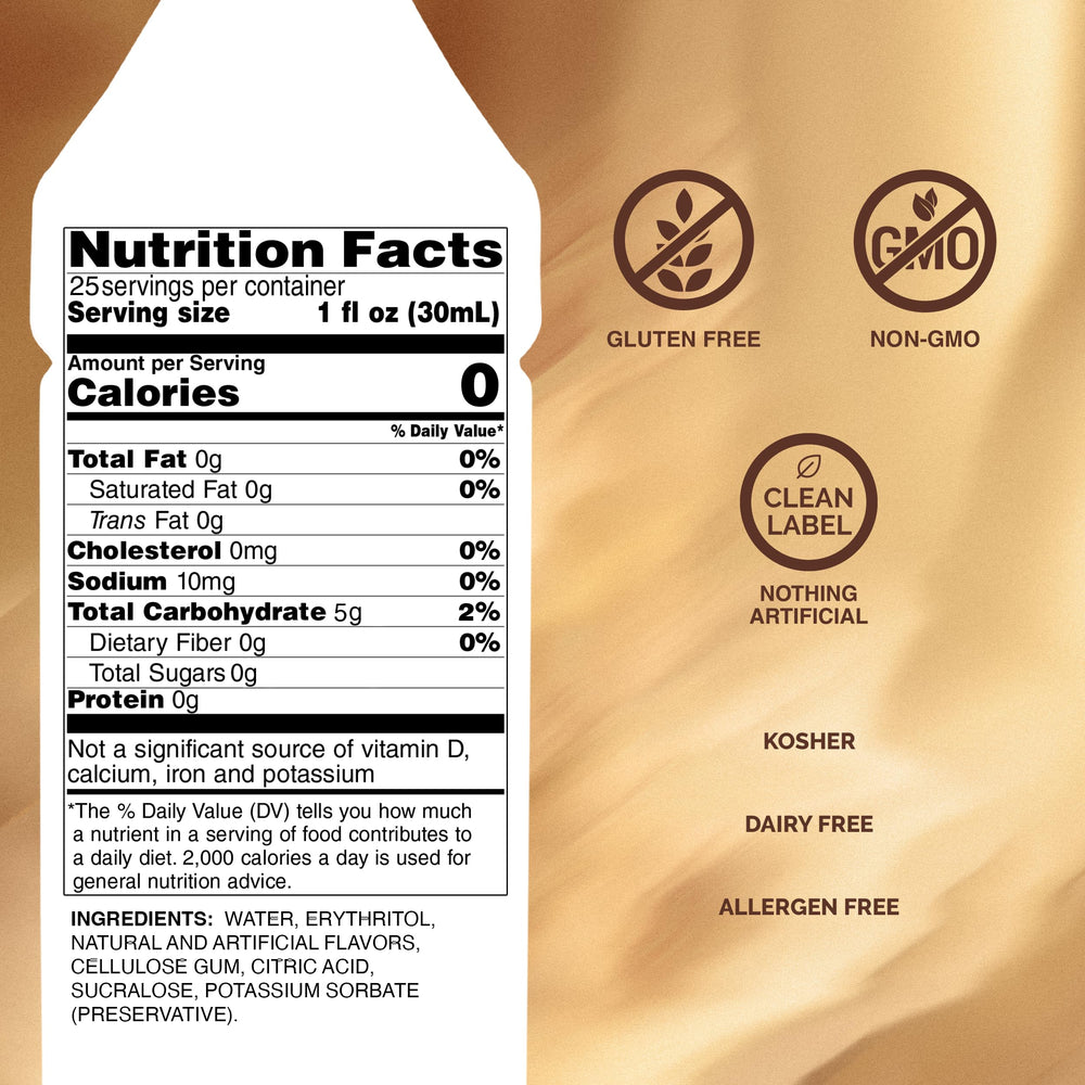 Monin Sugar Free Vanilla Syrup poured over latte for sugar-free vanilla