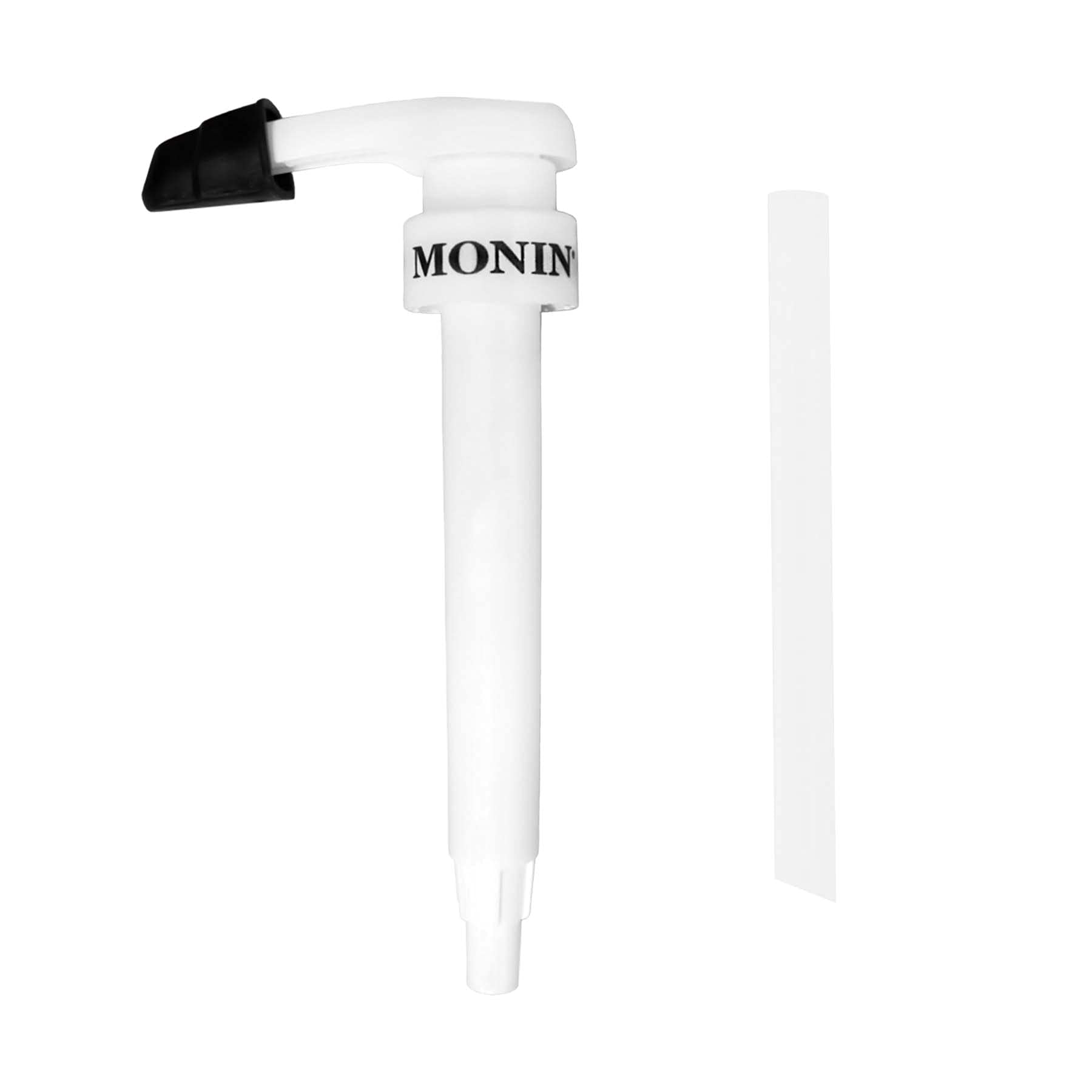 Monin syrup pump attached to a 1L bottle for mess-free dispensing