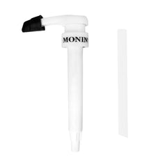 Monin syrup pump attached to a 1L bottle for mess-free dispensing