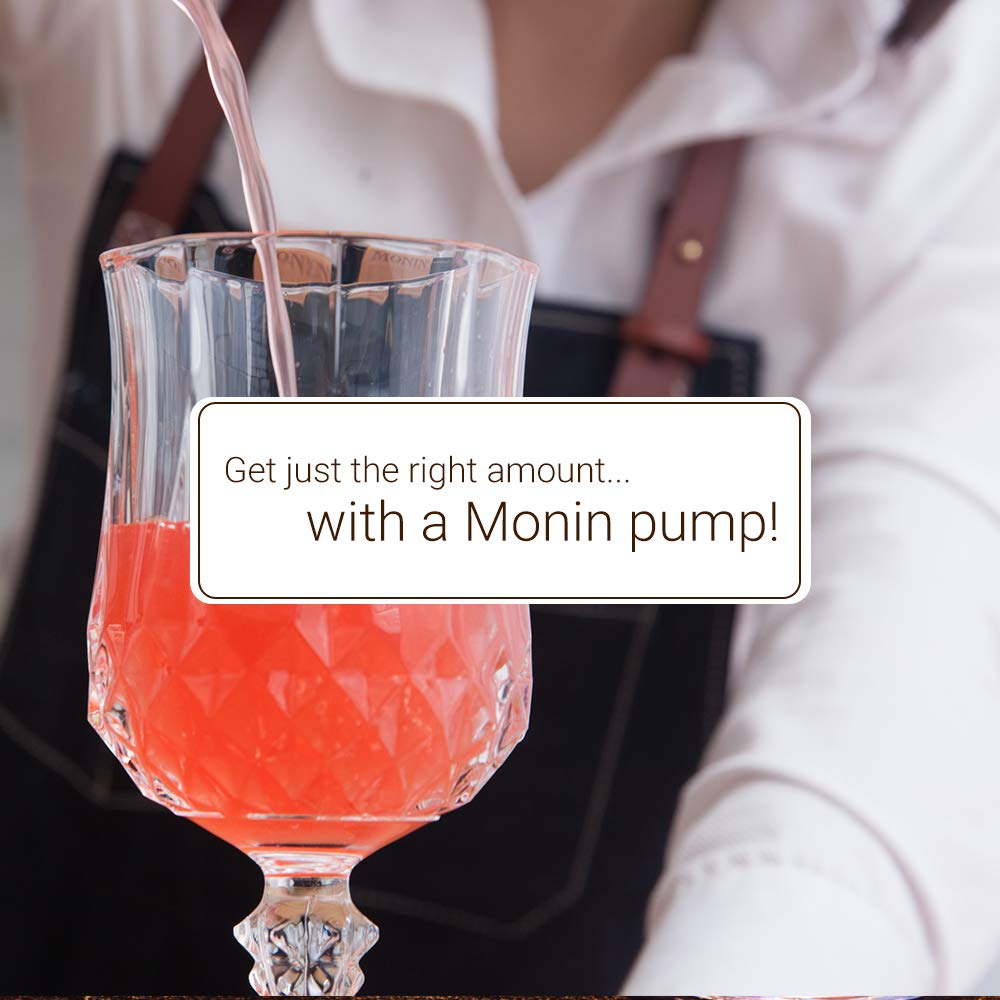 Monin syrup pump screws securely onto a 1-liter bottle for a clean fit