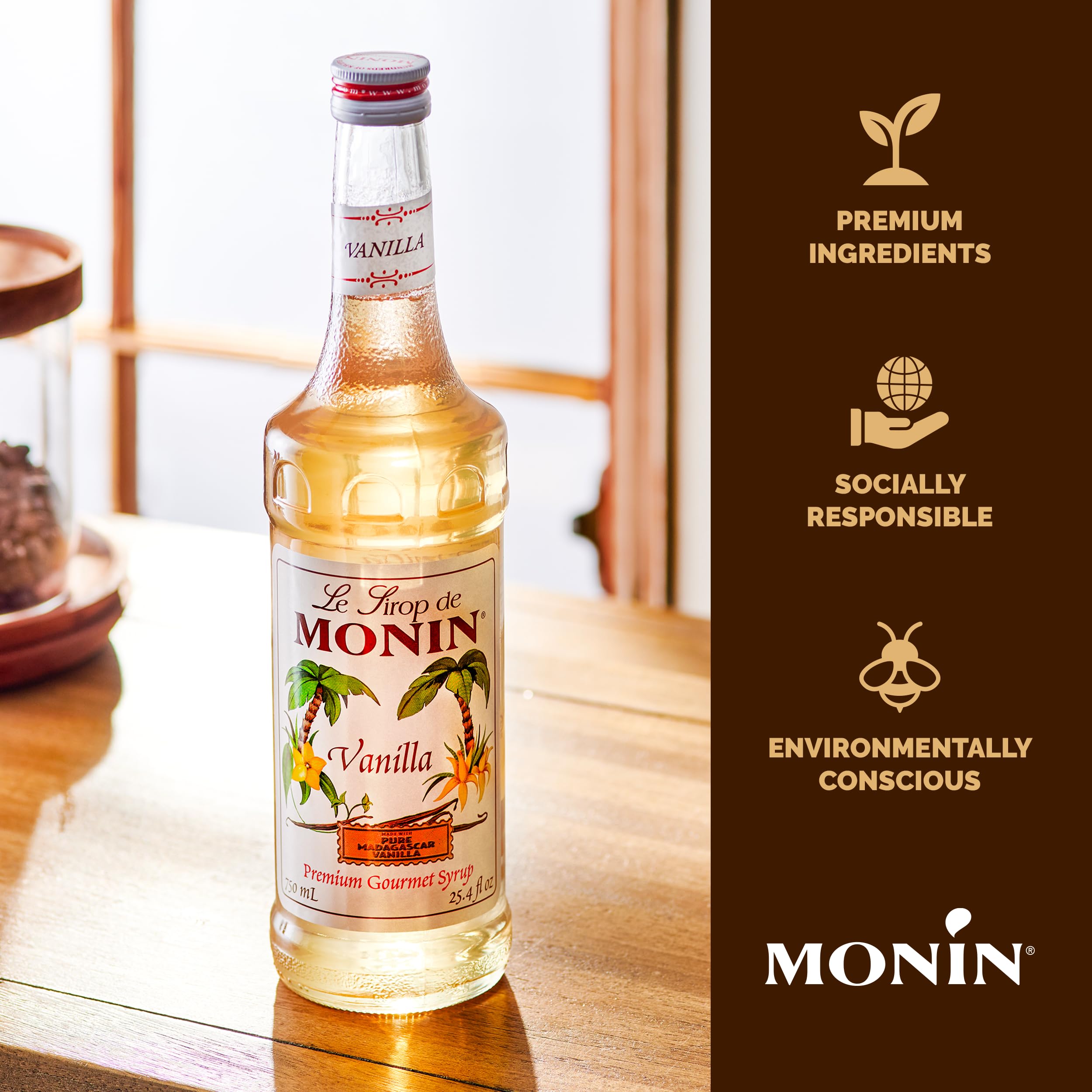 Monin Vanilla Syrup elevates cocktails with vanilla custard notes.