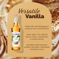 Monin Vanilla Syrup brightens cold brews and iced beverages.