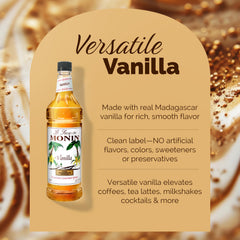 Rich vanilla swirl on latte using Monin Vanilla Syrup.