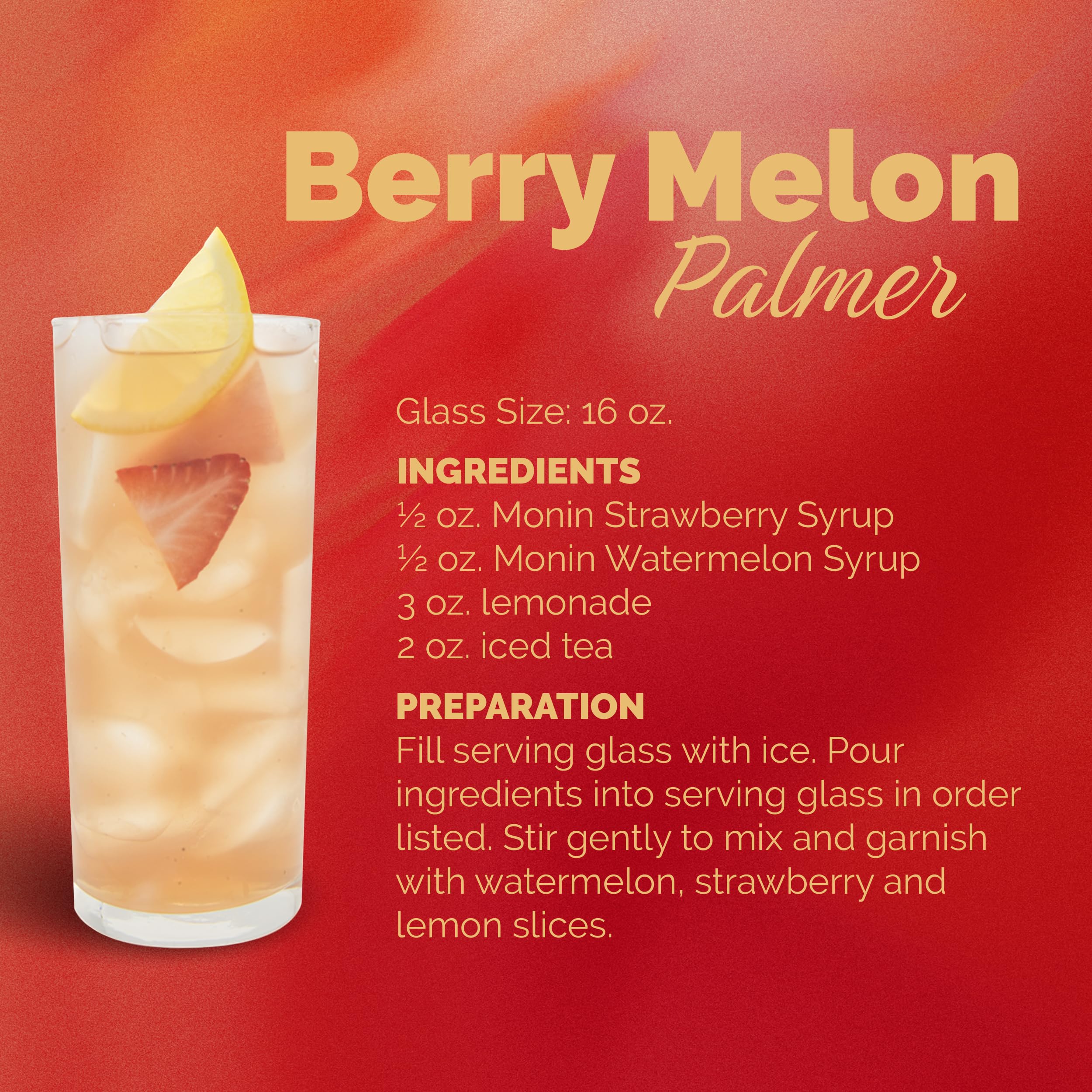Monin watermelon syrup bottle close-up ideal for refreshing summer sips.