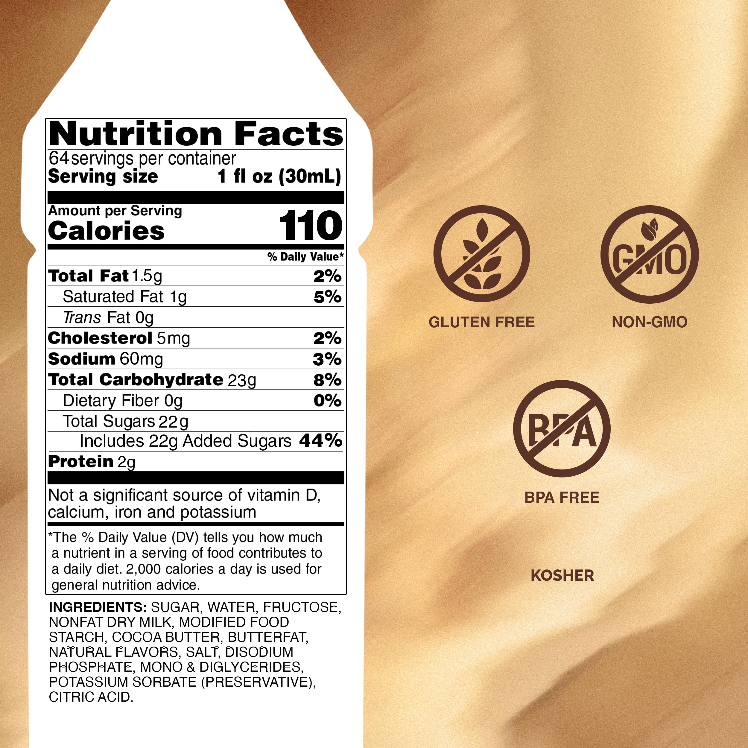 Monin White Chocolate Sauce creamy texture elevates desserts and beverages.