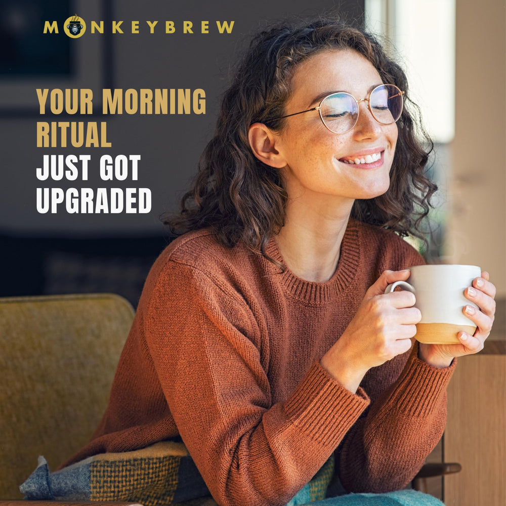 Monkey Brew Rise & Focus bottle made in USA for quality and traceability