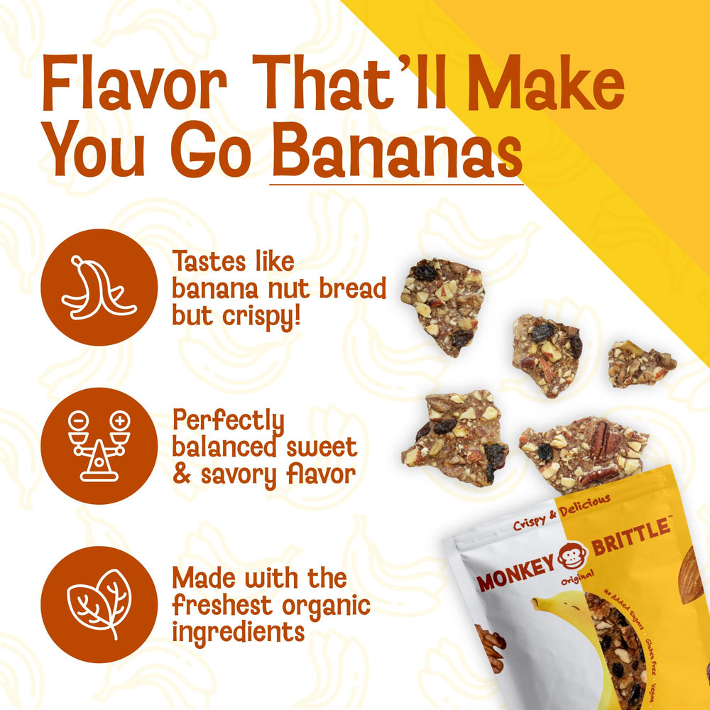 Monkey Brittle Cacao Coconut Bite; rich flavor from organic ingredients.