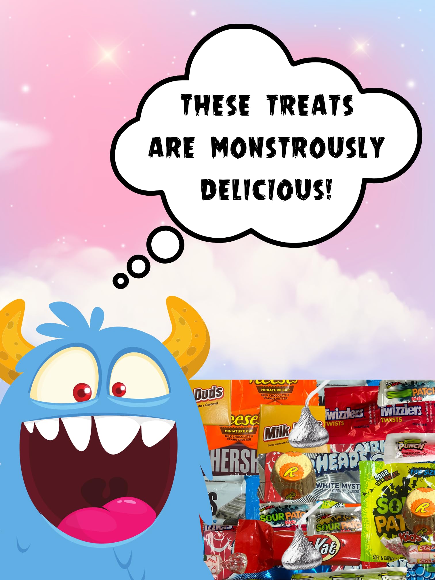 Monster Candy fruity candies mix provides kid friendly treats for celebrations.
