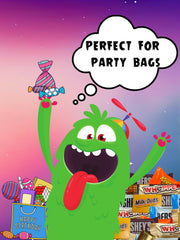 Monster Candy Pinata Filler Setup: vibrant chocolate mix for festive pinatas.