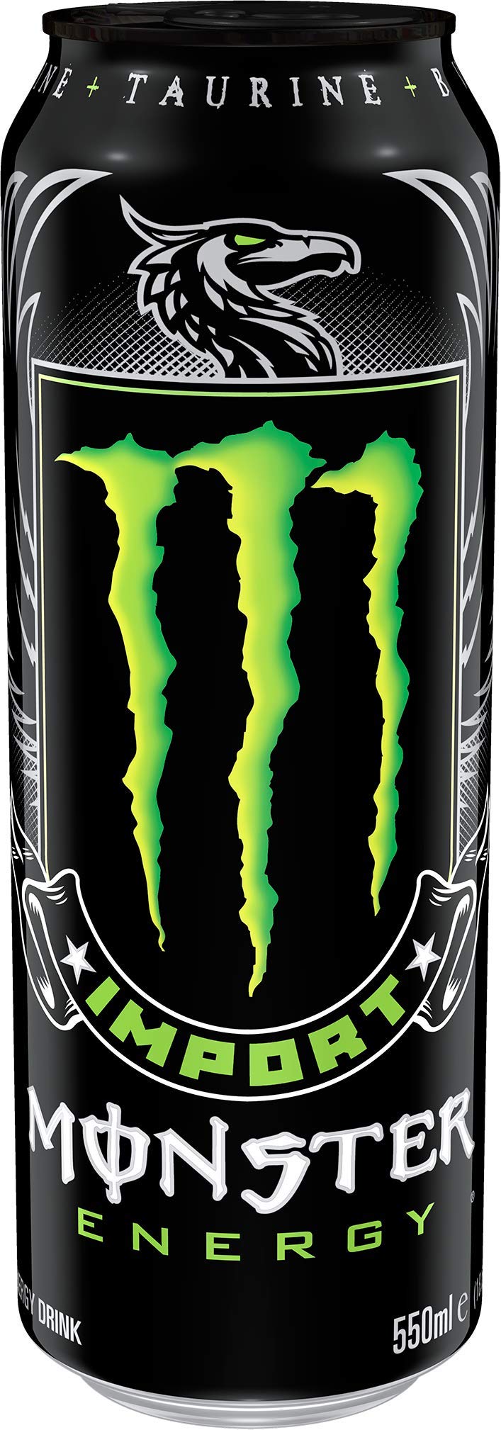 Monster Energy Import packaging, showing resealable can design for on-the-go refreshment.