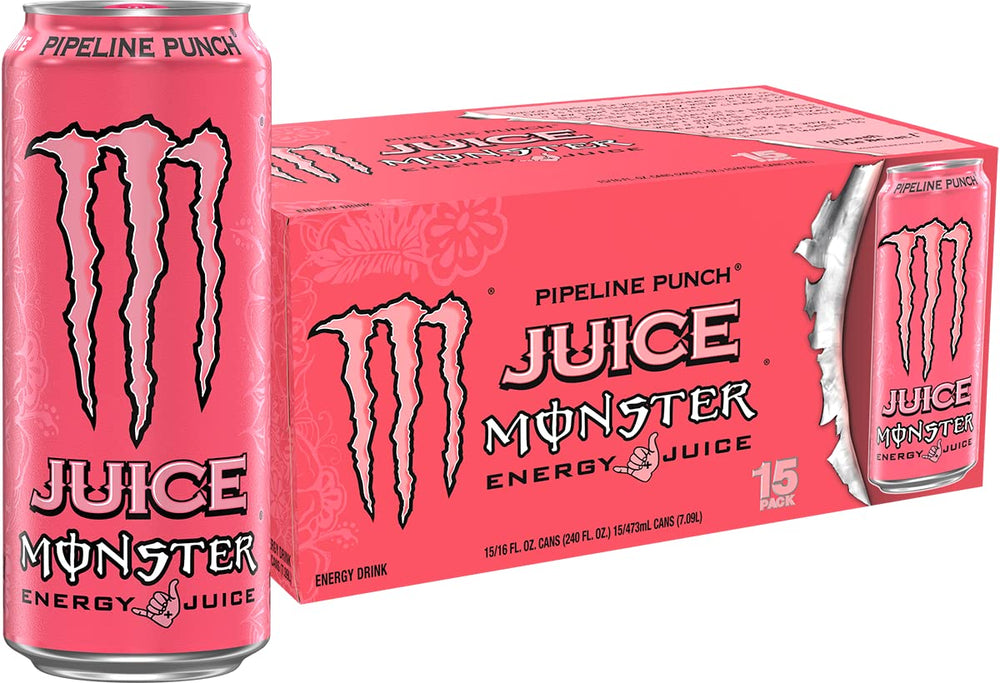 Monster Energy Juice Pipeline Punch can front view, refreshing energy on demand.