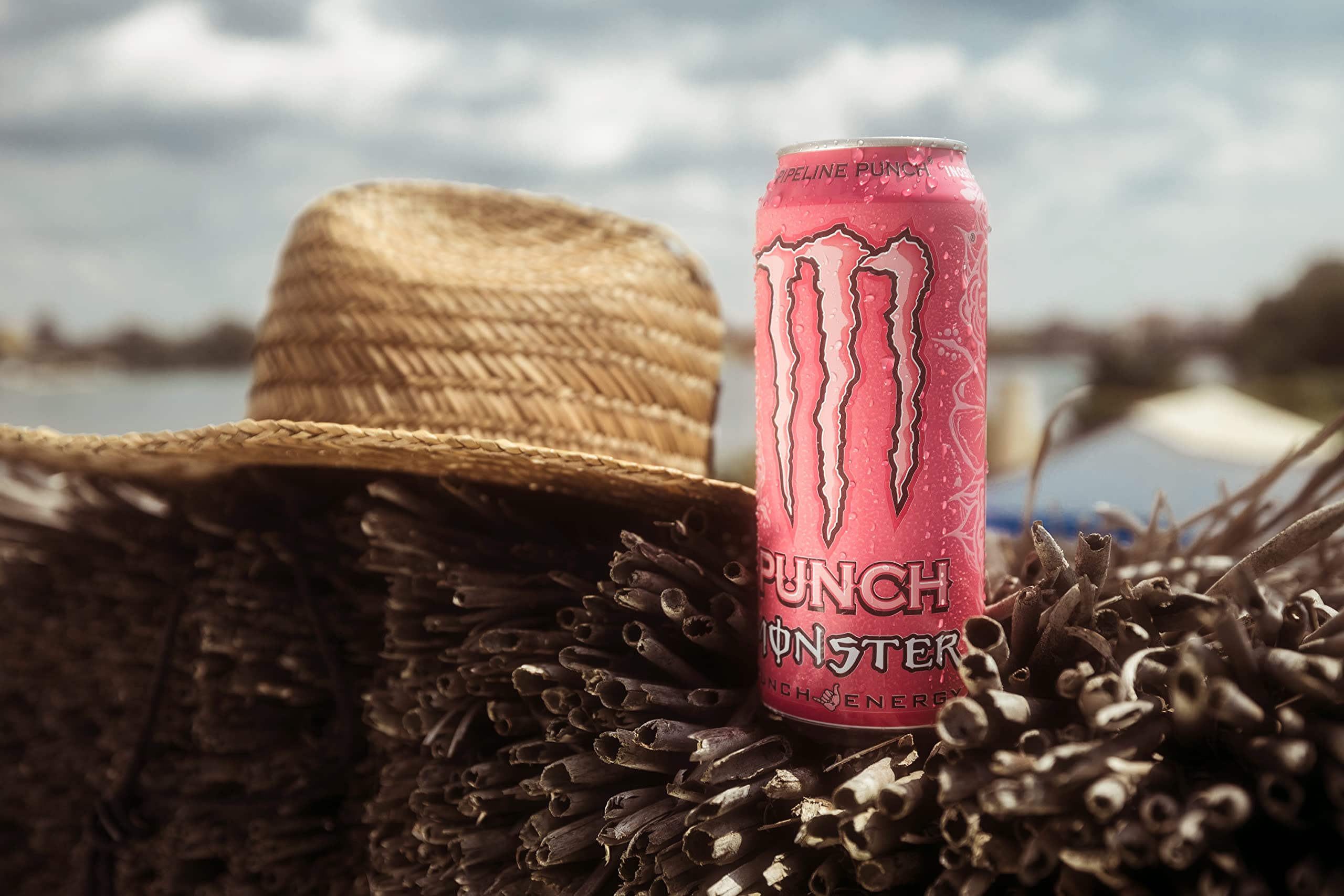 Monster Energy Pipeline Punch ice-cold serve emphasizes instant refreshment.