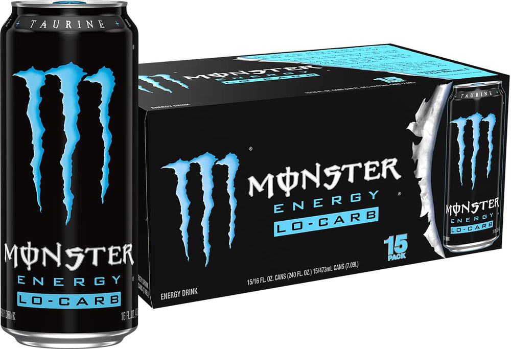 Monster Lo-Carb bottle label close-up highlighting bold branding
