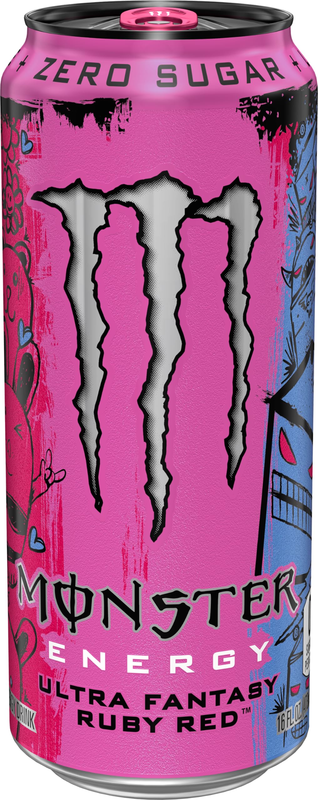Pinky Taylor artwork on Ultra Fantasy Ruby Red packaging for stylish energy