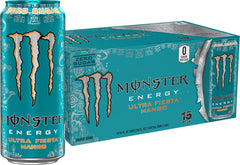 Monster Energy Ultra Fiesta Mango can front view, zero sugar and full flavor.