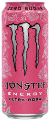 Monster Energy Ultra Rosa 15-pack on shelf, convenient for on-the-go fueling.