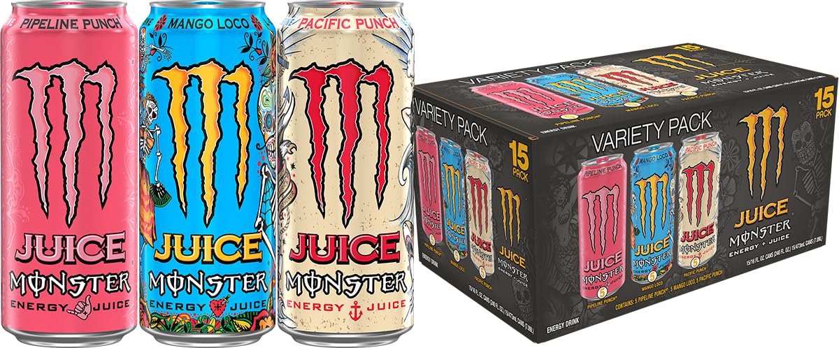 Monster Juice Monster Variety Pack front view shows convenient energy on the go.