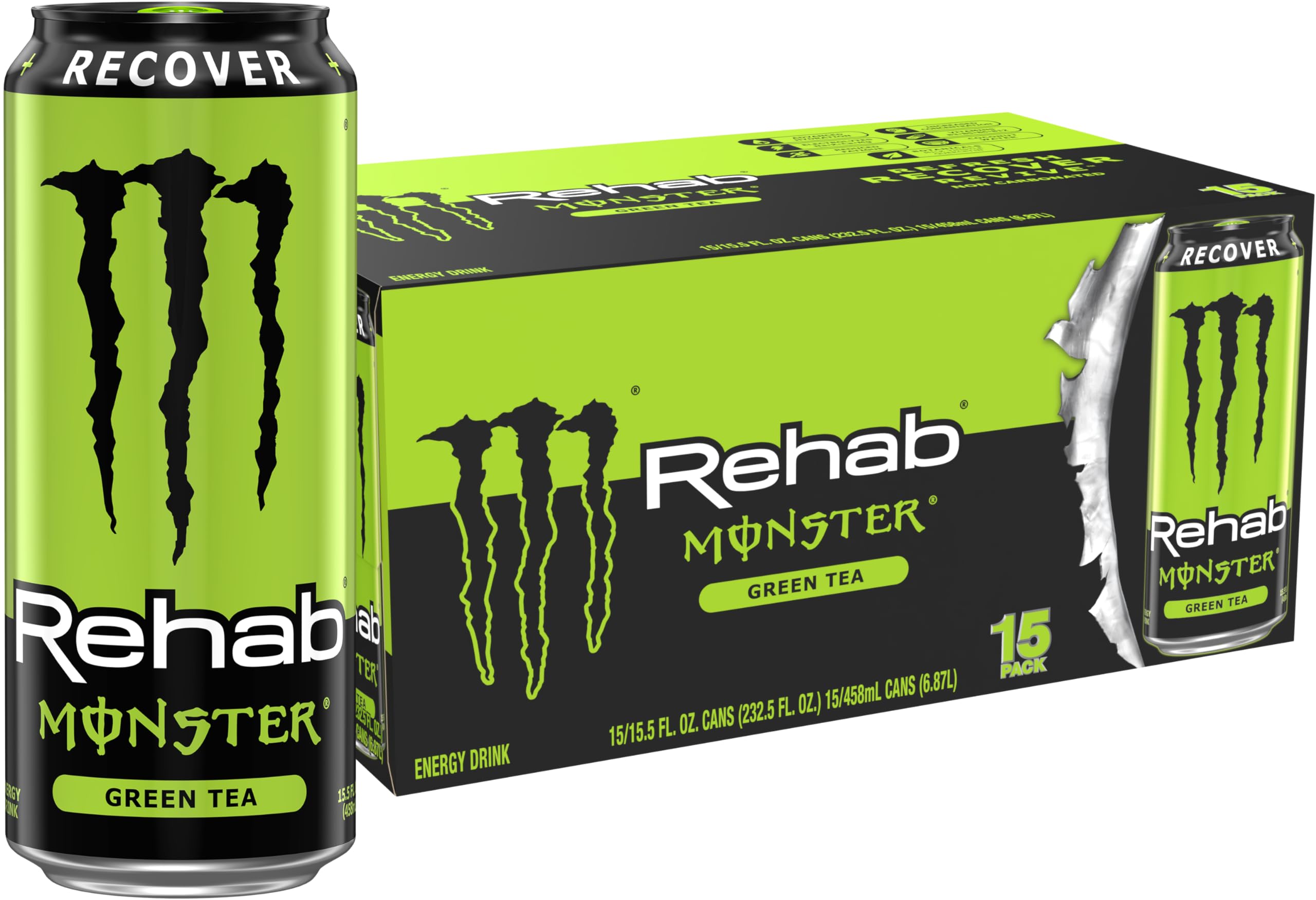 Monster Rehab Green Tea pour with electrolytes, supporting refreshed hydration and focus.
