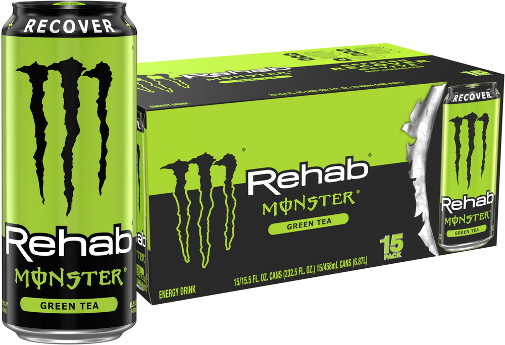Monster Rehab Green Tea pour with electrolytes, supporting refreshed hydration and focus.
