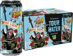 Monster Tour Water can front with bold branding and crisp hydration on the go.
