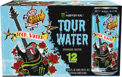 Pouring Monster Tour Water into a glass emphasizes refreshing, clean taste for everyday use.