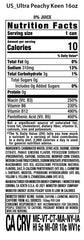 Close-up on Monster Ultra Peachy Keen label highlighting sugar-free formula.