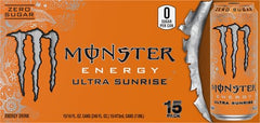 Monster Ultra Sunrise can pouring with sparkling orange flavor for anytime refreshment