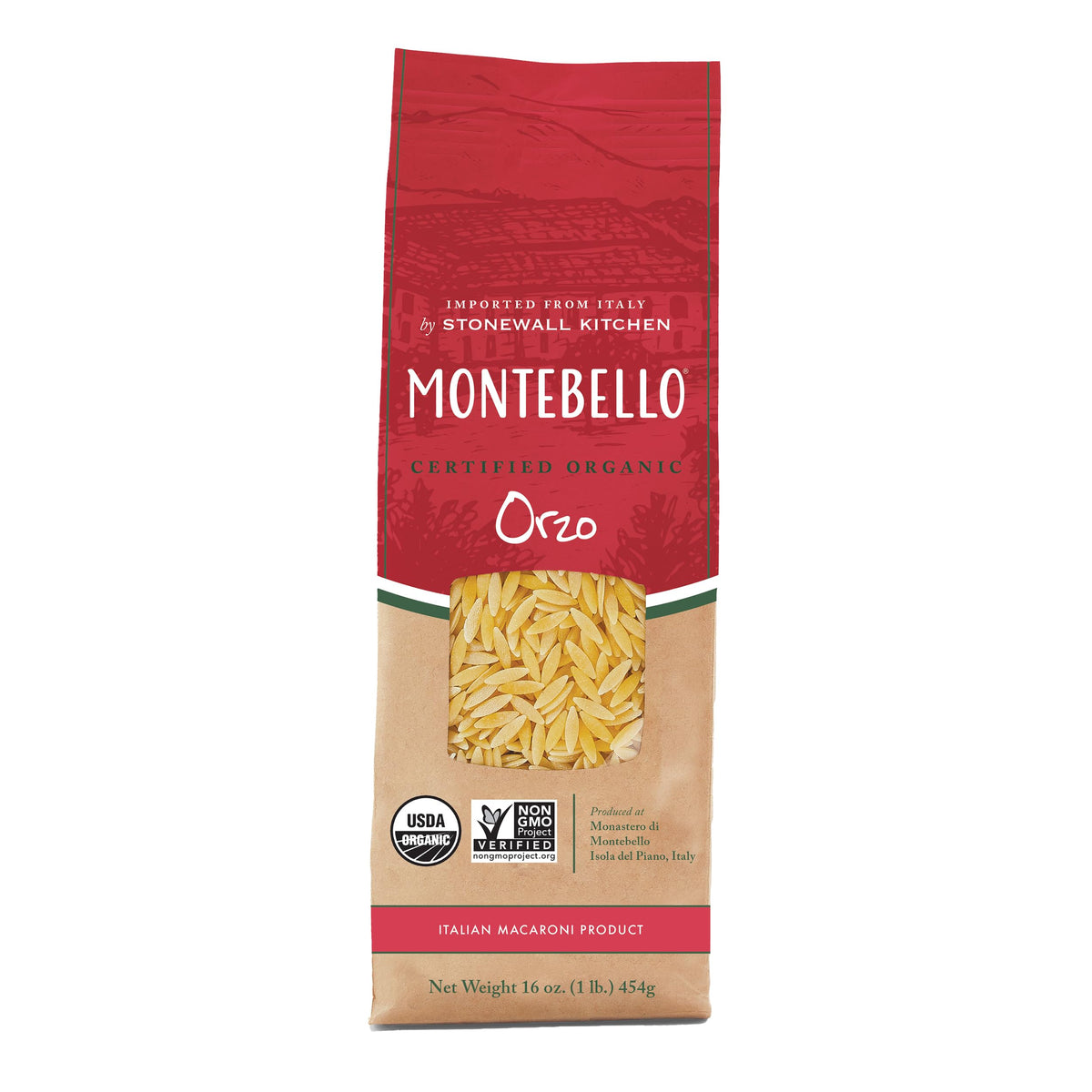MONTEBELLO Organic Orzo 1lb pack – versatile base for soups and salads.