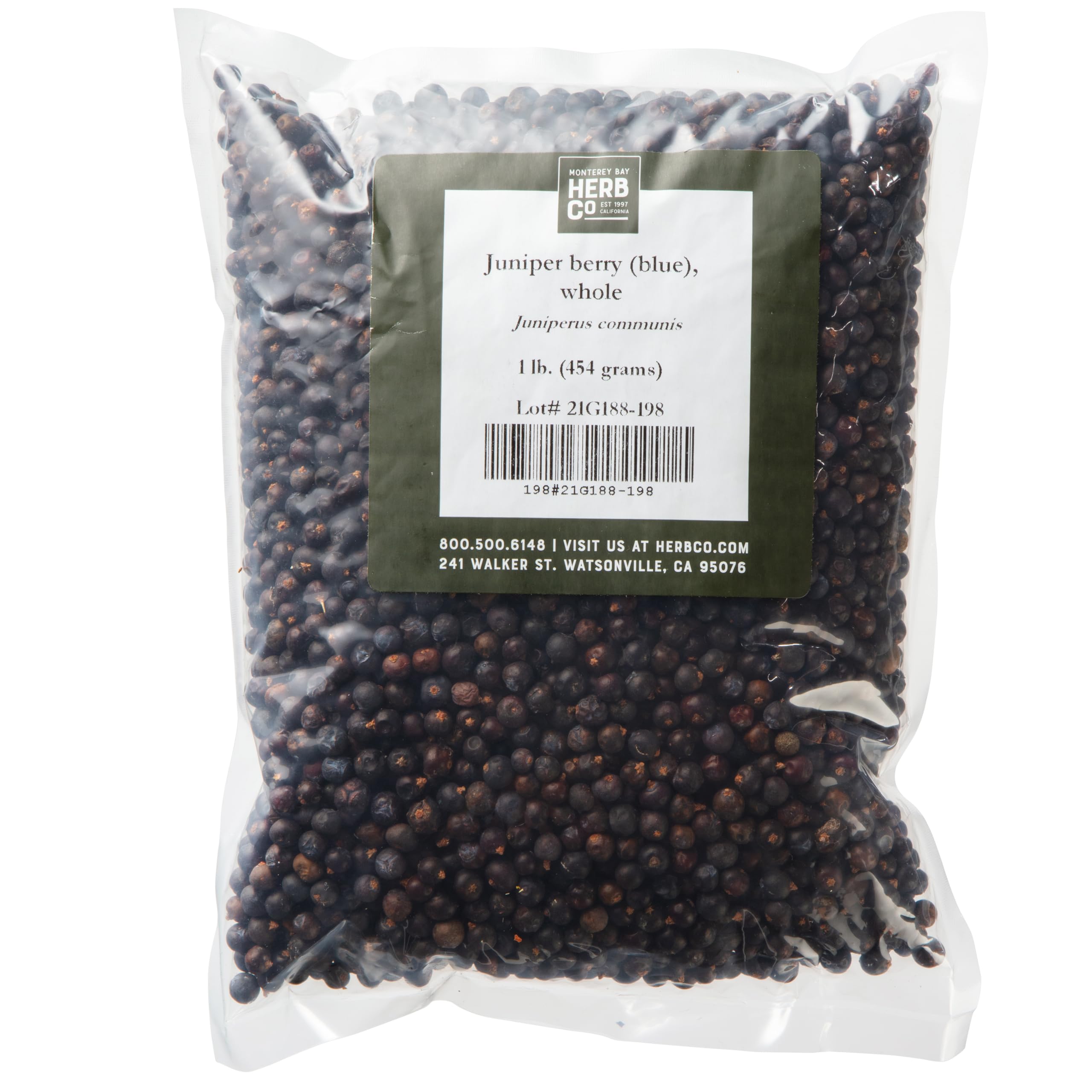 MONTEREY BAY HERB CO Organic Juniper Berries whole bottle, ideal for cooking and flavoring beverages