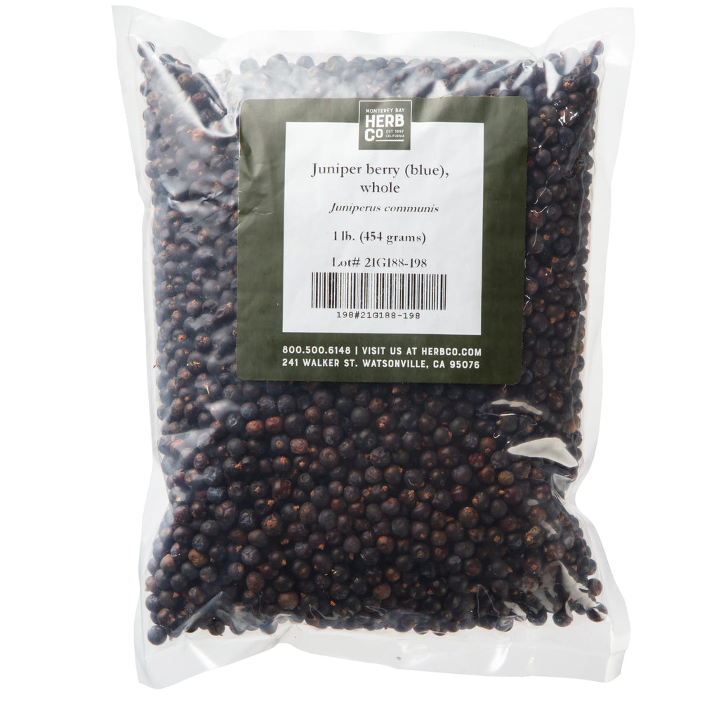 MONTEREY BAY HERB CO Organic Juniper Berries whole bottle, ideal for cooking and flavoring beverages