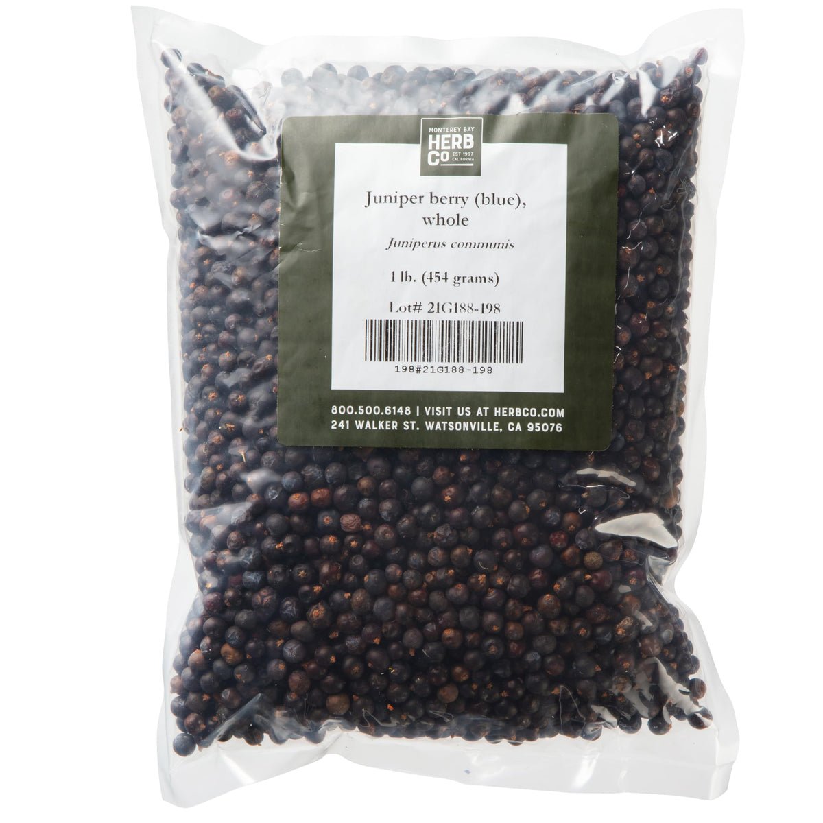 MONTEREY BAY HERB CO Organic Juniper Berries whole bottle, ideal for cooking and flavoring beverages