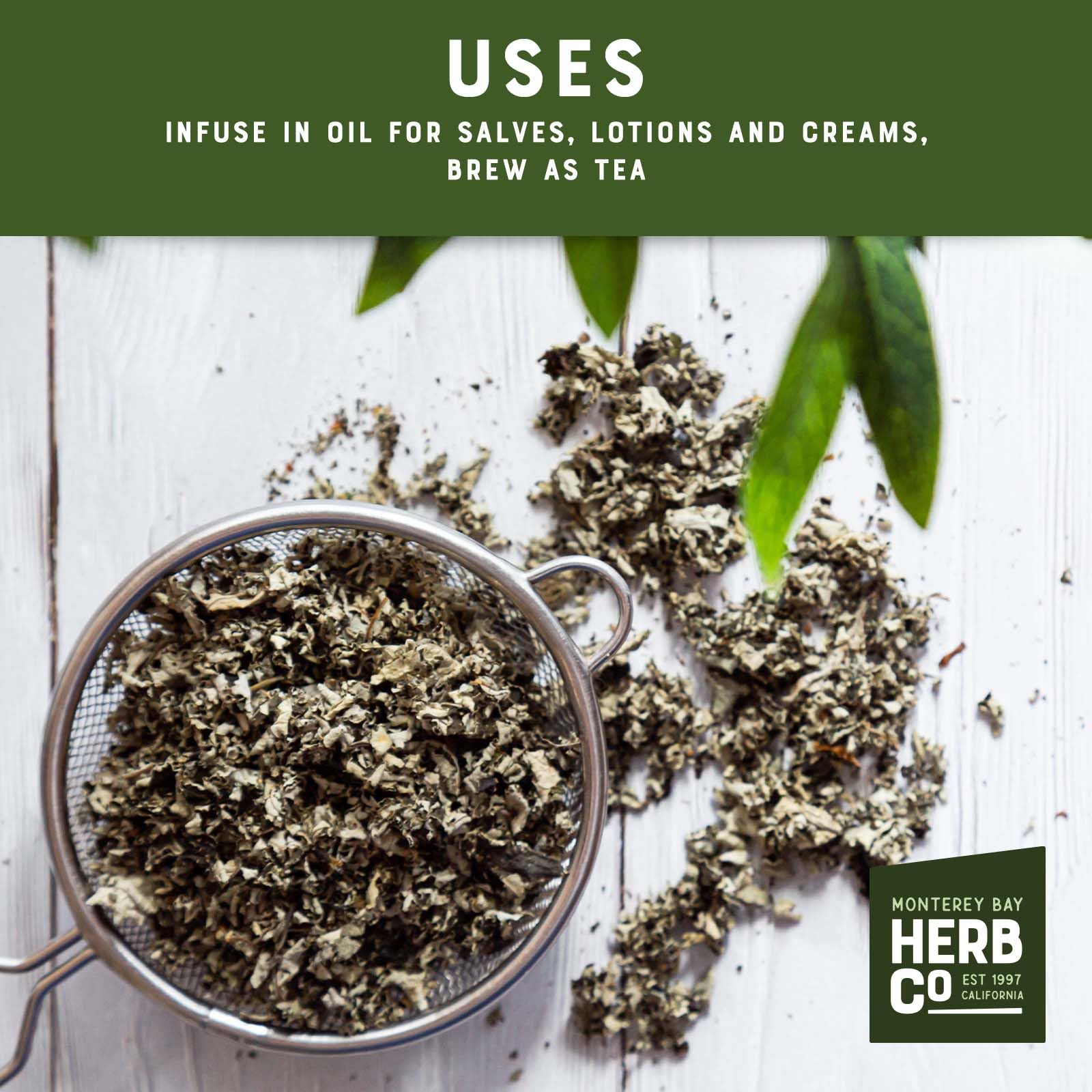 Raspberry leaf loose-leaf aroma from MONTEREY BAY HERB CO for soothing blends