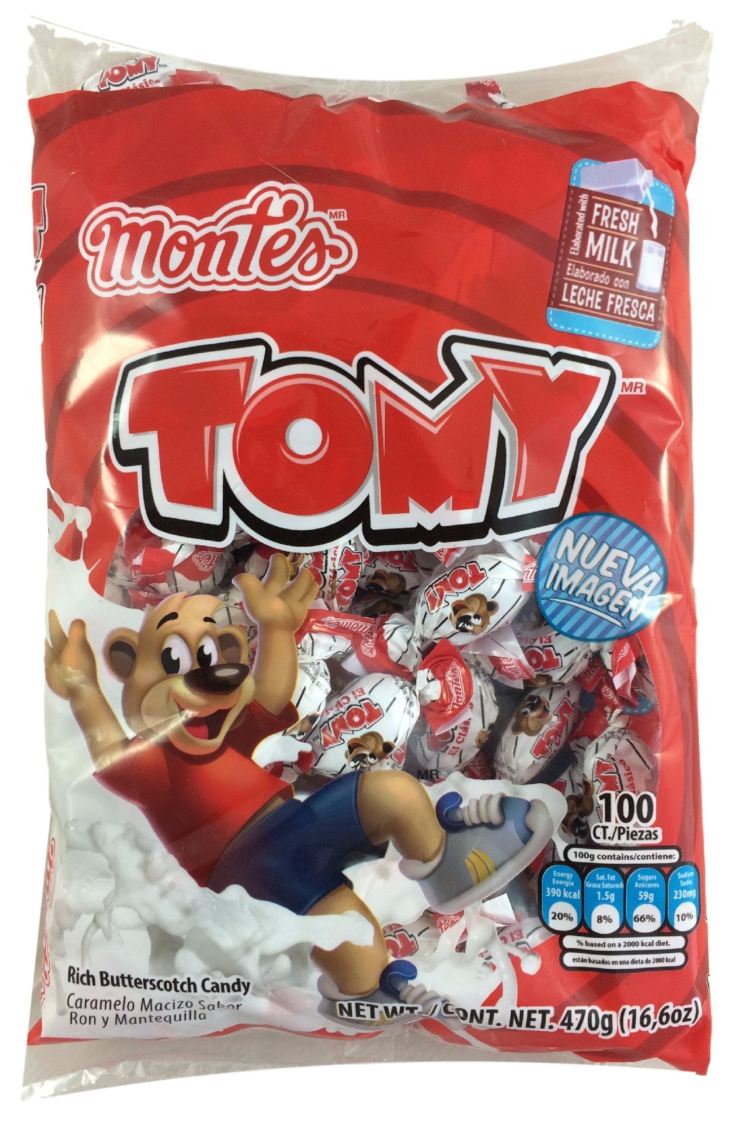 Montes Tomy Rich Butterscotch Candy 100pcs pack front, ideal for sharing