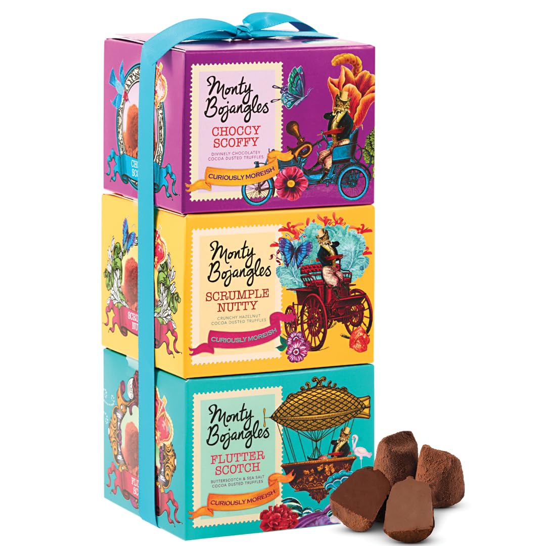 Monty Bojangles cocoa-dusted truffles offer a luxurious tasting moment for celebrations.