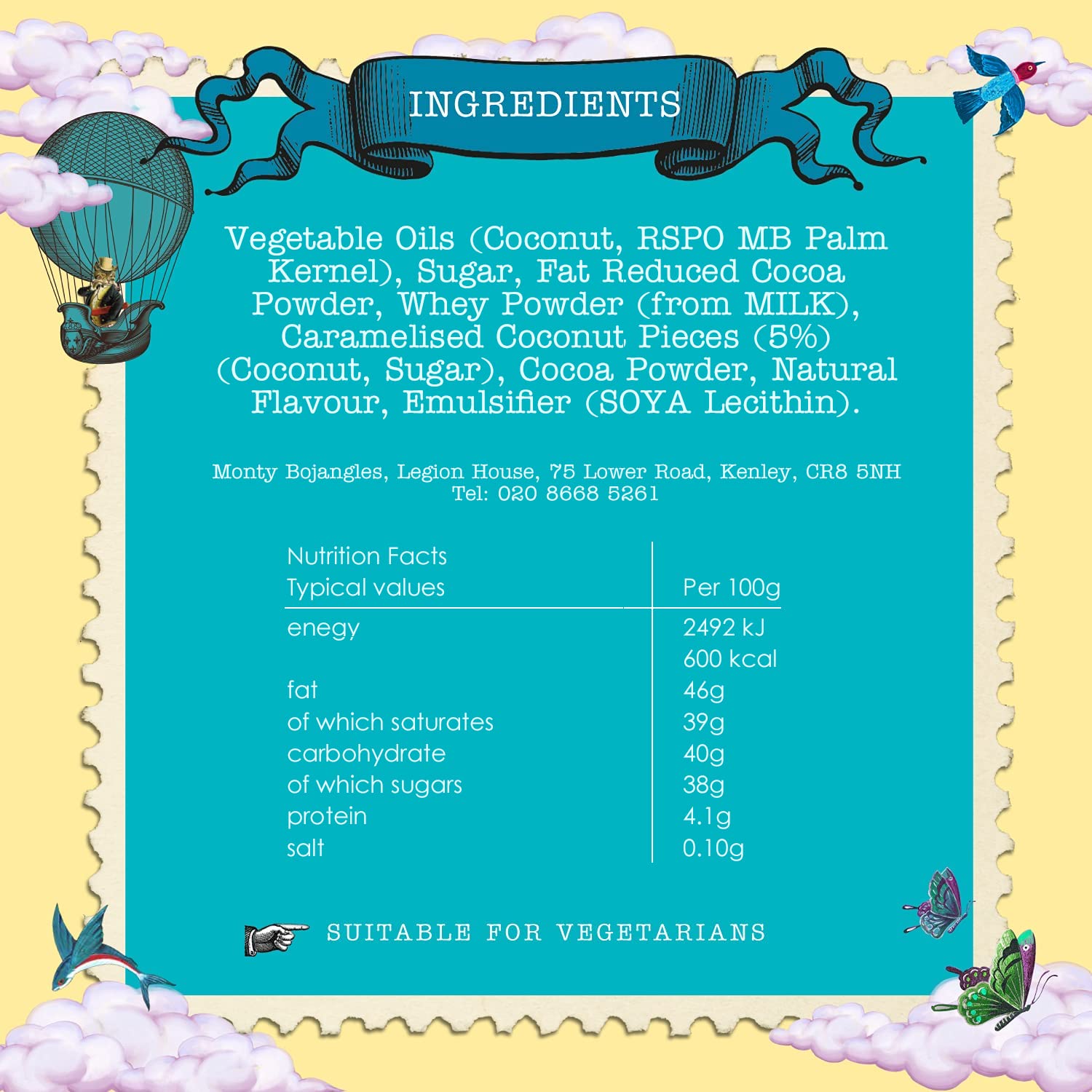 Monty Bojangles Coconut Crush truffles closeup highlight creamy cocoa dust.