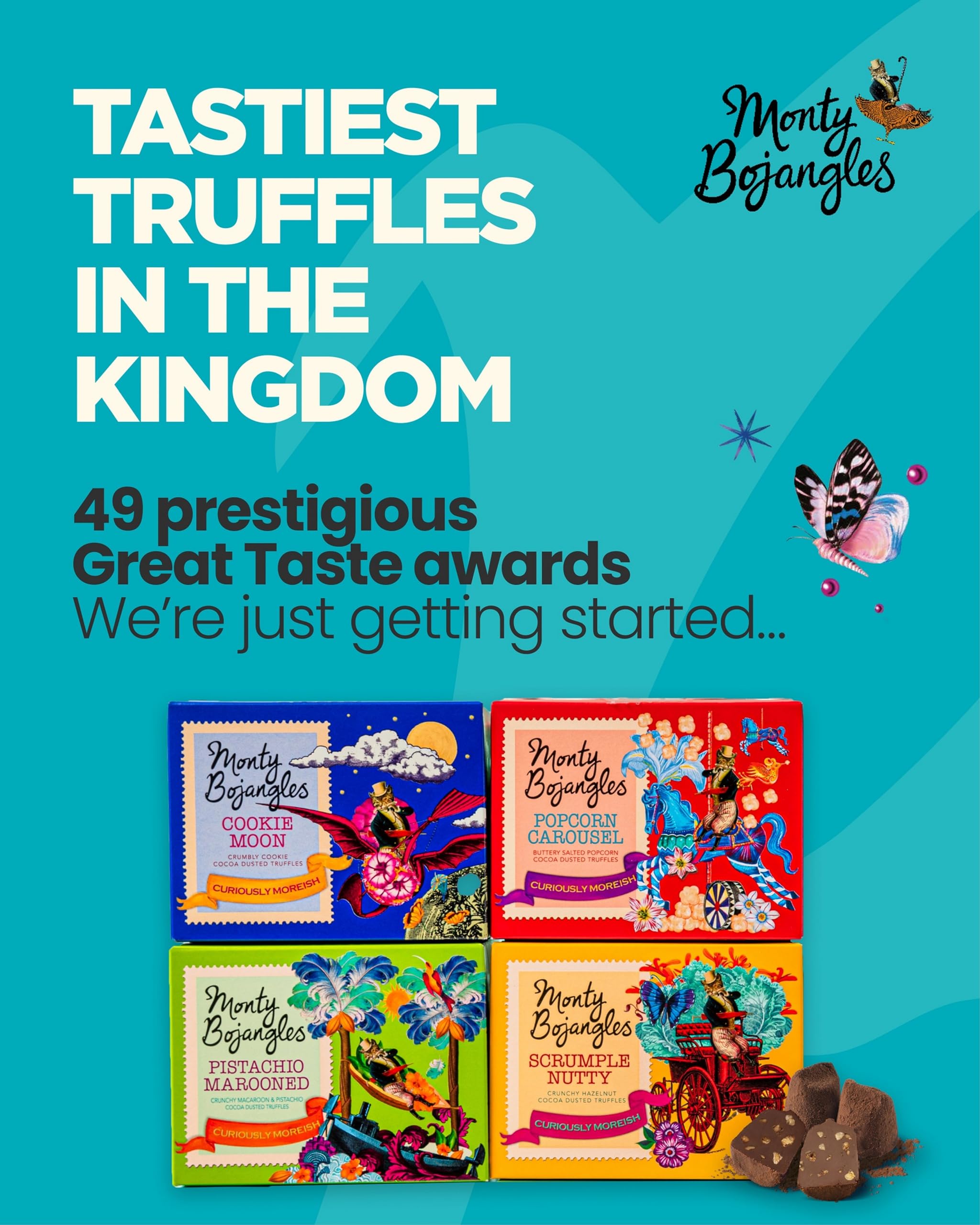 Monty Bojangles Flutter Scotch truffle features creamy butterscotch with a hint of sea salt.